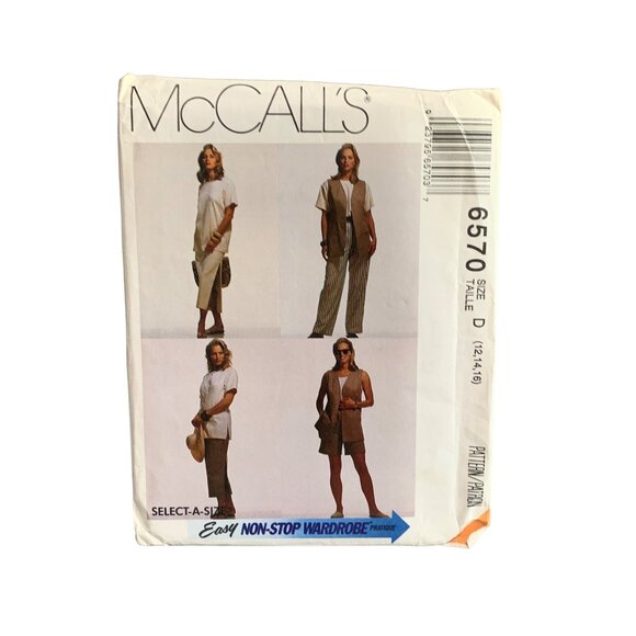McCalls Pattern 6570 Misses Shirt Vest Skirt Pant Short Size 12-14-16 uncut - Picture 1 of 2